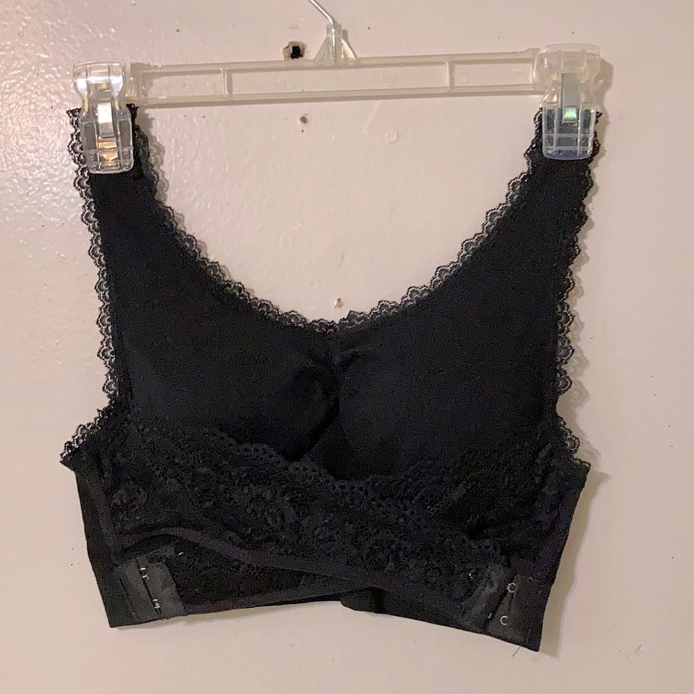 Lace Crossover Black Bra, size XL